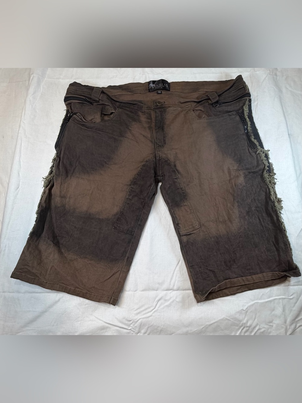 Verillas Distressed Grunge Brown Distressed Havok Denim Shorts